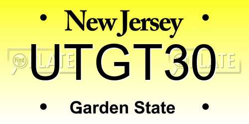 UTGT30 New Jersey License Plate