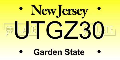 UTGZ30 New Jersey License Plate