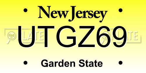 UTGZ69 New Jersey License Plate