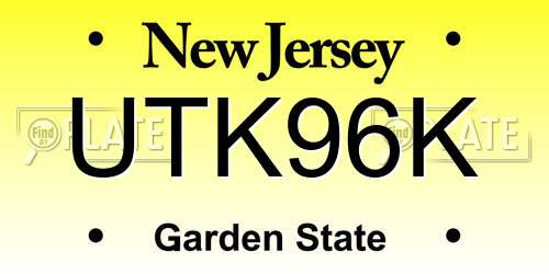 UTK96K New Jersey License Plate