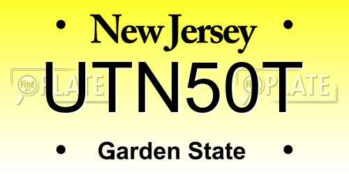 UTN50T New Jersey License Plate