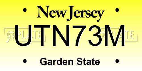 UTN73M New Jersey License Plate