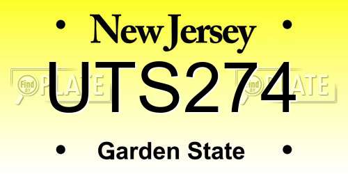 UTS274 New Jersey License Plate