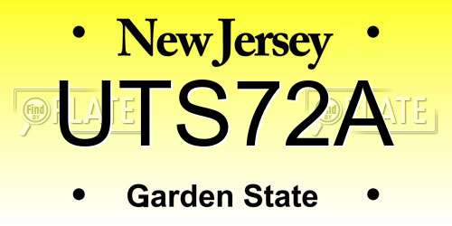 UTS72A New Jersey License Plate