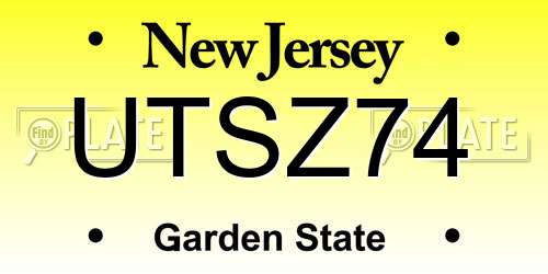 UTSZ74 New Jersey License Plate