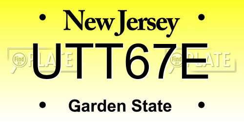 UTT67E New Jersey License Plate