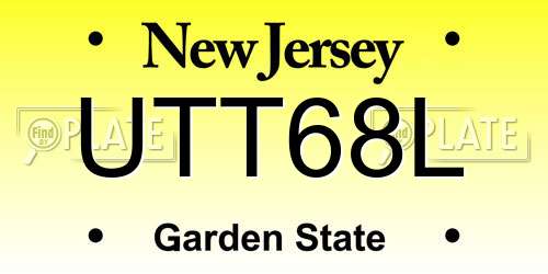 UTT68L New Jersey License Plate