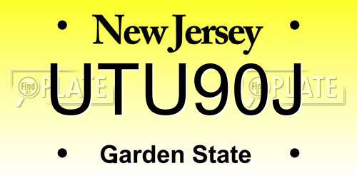 UTU90J New Jersey License Plate