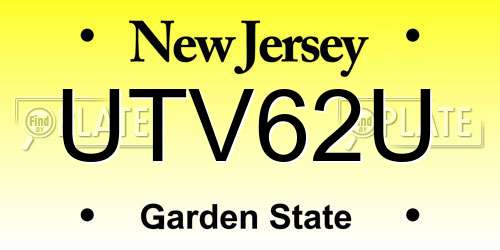 UTV62U New Jersey License Plate