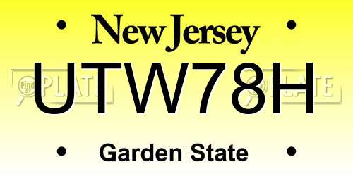 UTW78H New Jersey License Plate