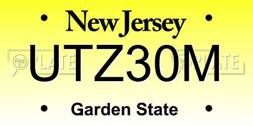 UTZ30M New Jersey License Plate