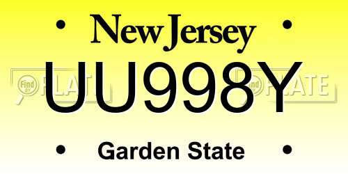 UU998Y New Jersey License Plate