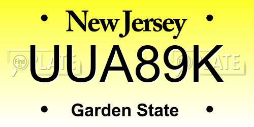 UUA89K New Jersey License Plate