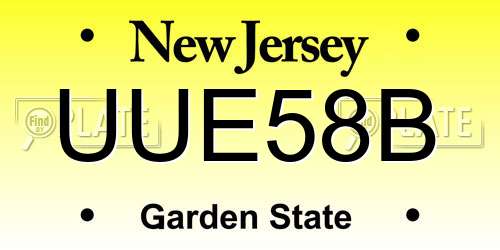 UUE58B New Jersey License Plate
