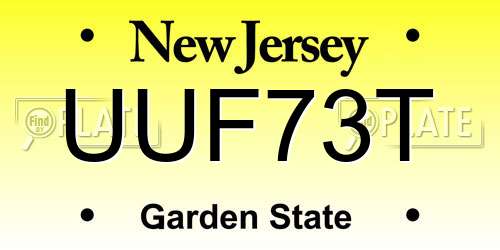 UUF73T New Jersey License Plate