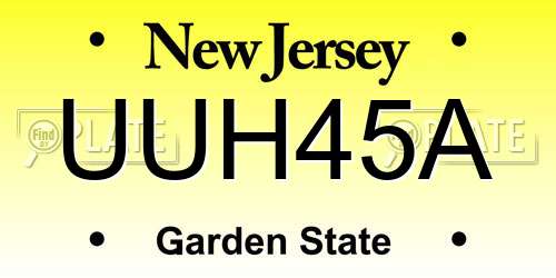 UUH45A New Jersey License Plate