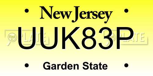 UUK83P New Jersey License Plate