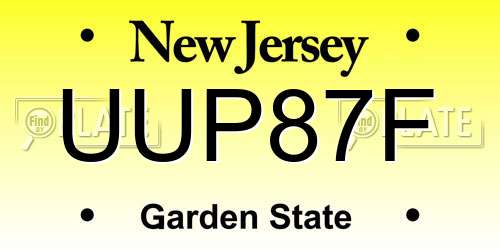 UUP87F New Jersey License Plate