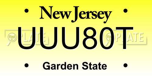 UUU80T New Jersey License Plate