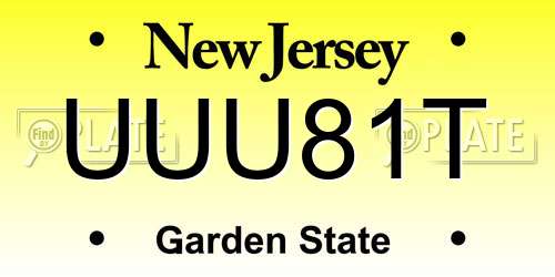 UUU81T New Jersey License Plate