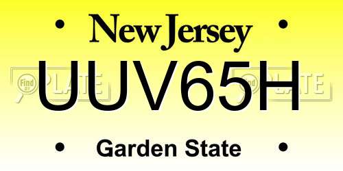 UUV65H New Jersey License Plate