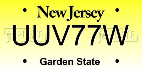UUV77W New Jersey License Plate