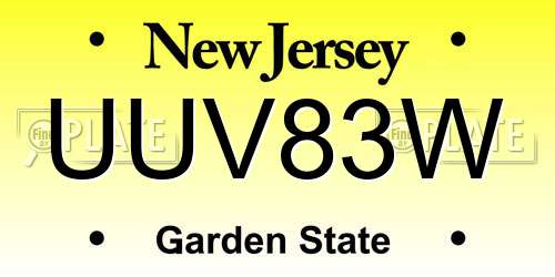 UUV83W New Jersey License Plate