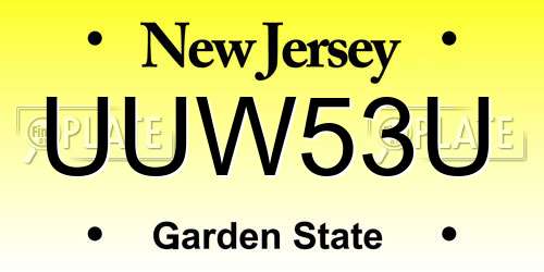 UUW53U New Jersey License Plate