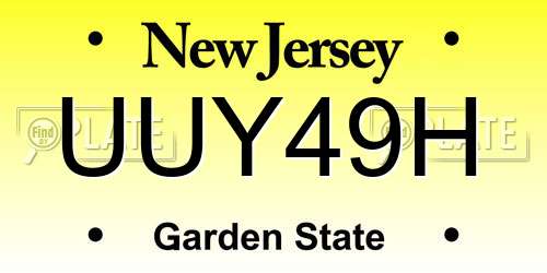 UUY49H New Jersey License Plate