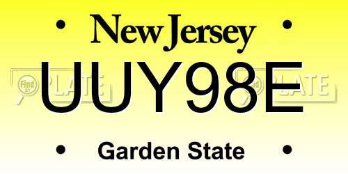 UUY98E New Jersey License Plate