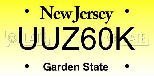 UUZ60K New Jersey License Plate