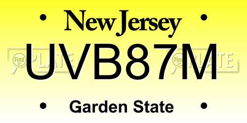 UVB87M New Jersey License Plate