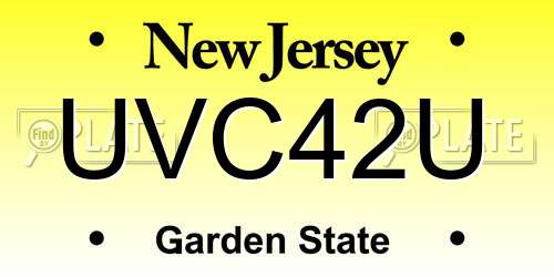 UVC42U New Jersey License Plate