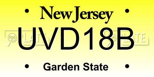 UVD18B New Jersey License Plate
