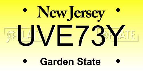 UVE73Y New Jersey License Plate