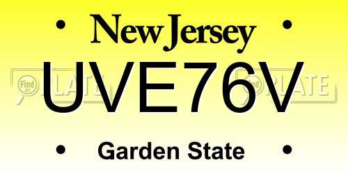 UVE76V New Jersey License Plate