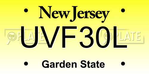 UVF30L New Jersey License Plate