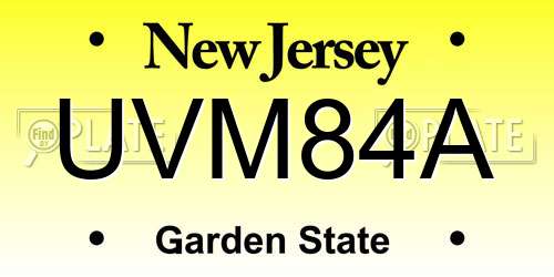 UVM84A New Jersey License Plate