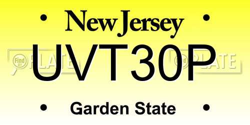 UVT30P New Jersey License Plate