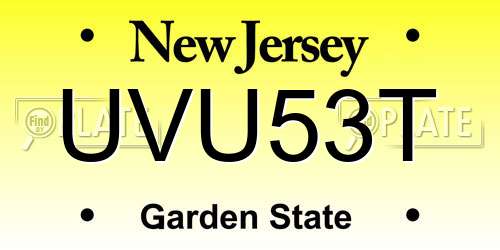 UVU53T New Jersey License Plate