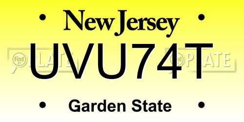 UVU74T New Jersey License Plate