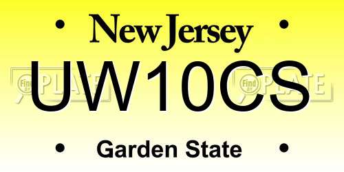 UW10CS New Jersey License Plate