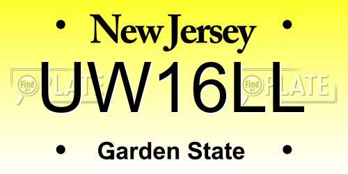 UW16LL New Jersey License Plate