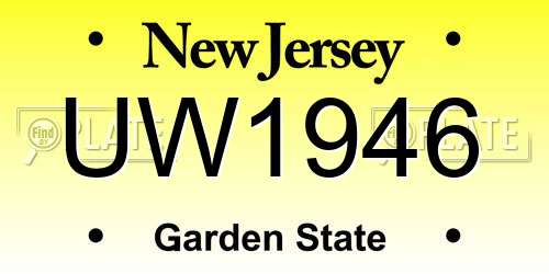 UW1946 New Jersey License Plate