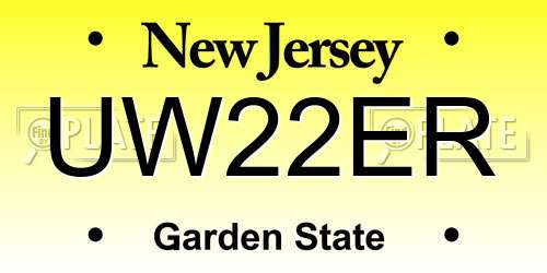 UW22ER New Jersey License Plate