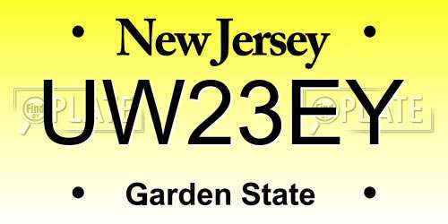 UW23EY New Jersey License Plate