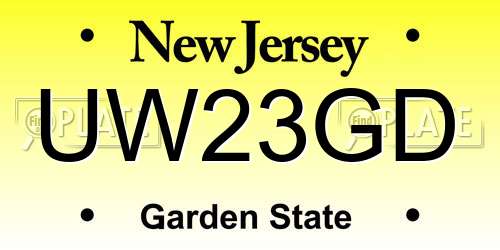UW23GD New Jersey License Plate