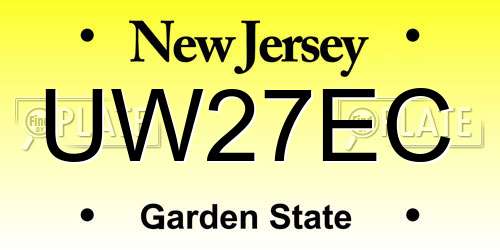 UW27EC New Jersey License Plate
