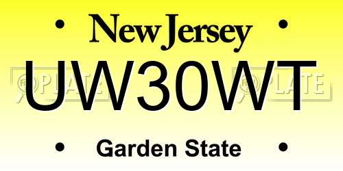 UW30WT New Jersey License Plate