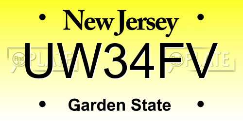 UW34FV New Jersey License Plate